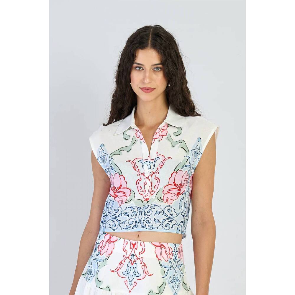 NEW BEYOND BY VERA alba cropped top in matinee sky